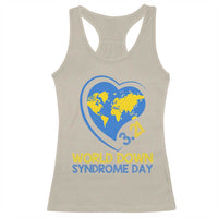 World Down Syndrome Day March 21 World Heart Racerback Tank Top