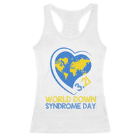 World Down Syndrome Day March 21 World Heart Racerback Tank Top