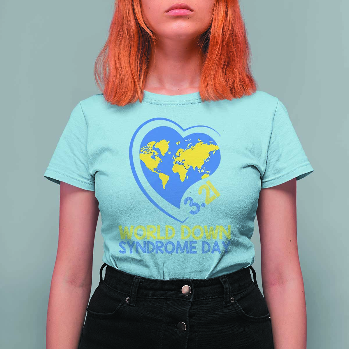 World Down Syndrome Day March 21 World Heart T Shirt For Women