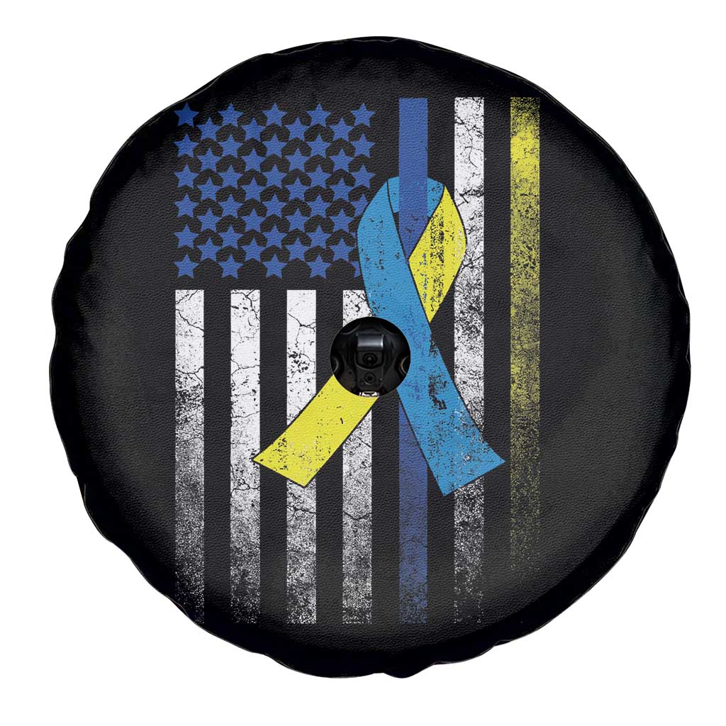 Down Syndrome Awareness Vintage American Flag Spare Tire Cover