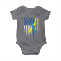 Down Syndrome Awareness Vintage American Flag Baby Onesie