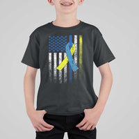 Down Syndrome Awareness Vintage American Flag T Shirt For Kid