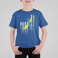 Down Syndrome Awareness Vintage American Flag T Shirt For Kid
