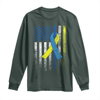 Down Syndrome Awareness Vintage American Flag Long Sleeve Shirt