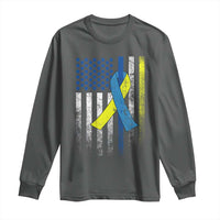 Down Syndrome Awareness Vintage American Flag Long Sleeve Shirt