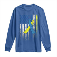 Down Syndrome Awareness Vintage American Flag Long Sleeve Shirt