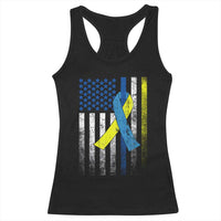 Down Syndrome Awareness Vintage American Flag Racerback Tank Top