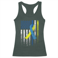 Down Syndrome Awareness Vintage American Flag Racerback Tank Top