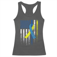 Down Syndrome Awareness Vintage American Flag Racerback Tank Top