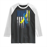 Down Syndrome Awareness Vintage American Flag Raglan Shirt