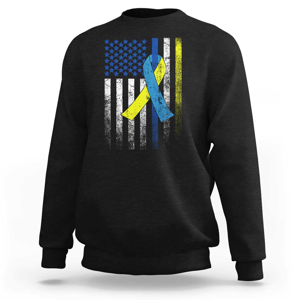 Down Syndrome Awareness Vintage American Flag Sweatshirt