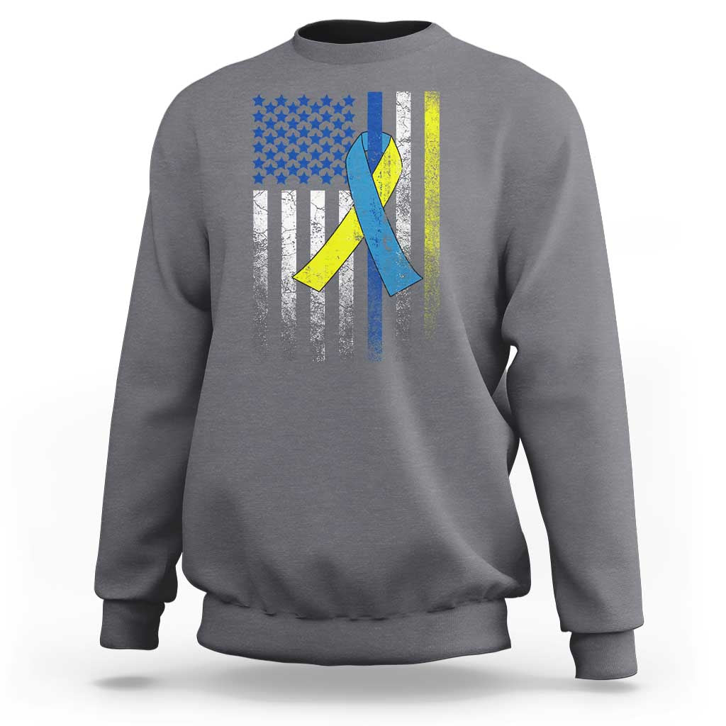 Down Syndrome Awareness Vintage American Flag Sweatshirt