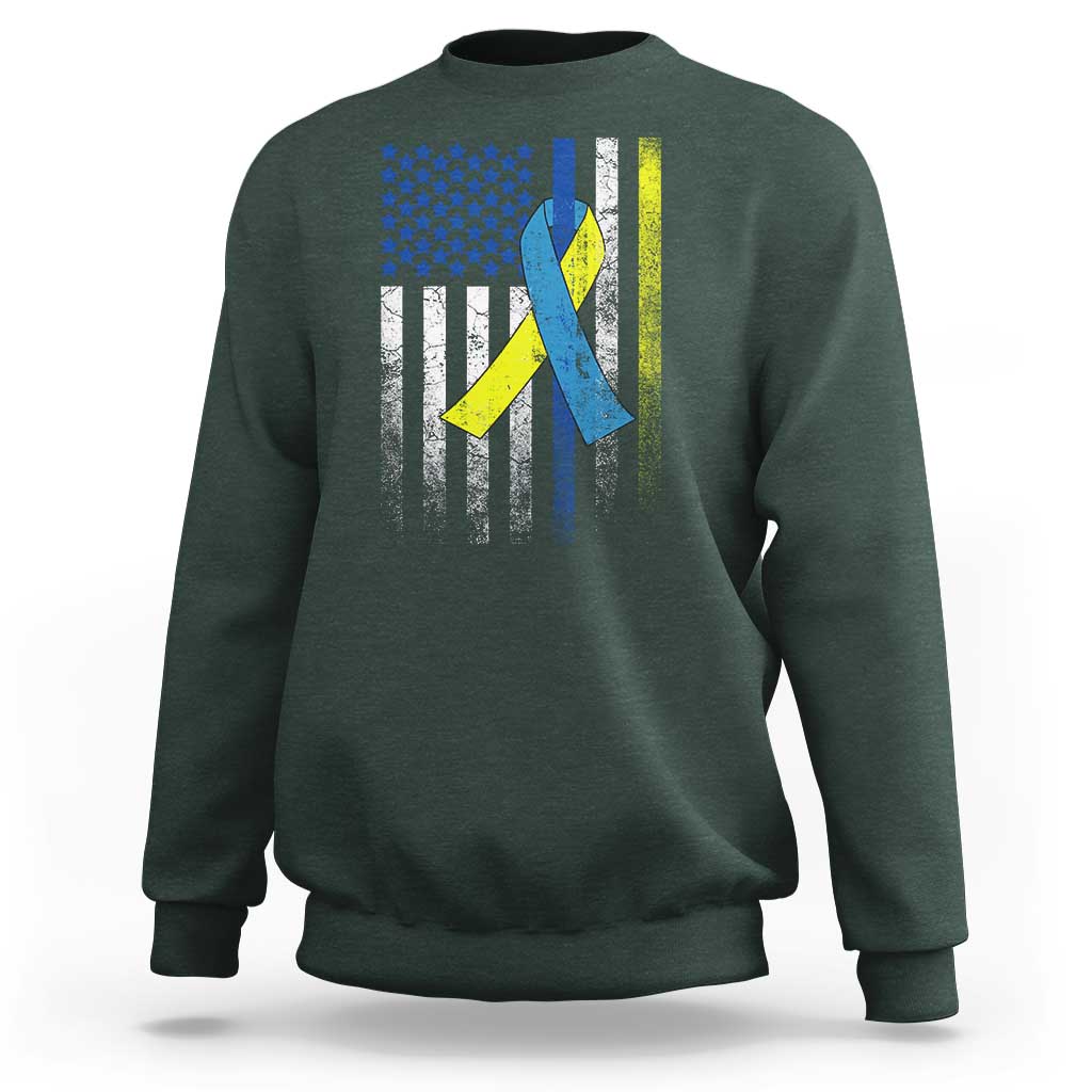 Down Syndrome Awareness Vintage American Flag Sweatshirt
