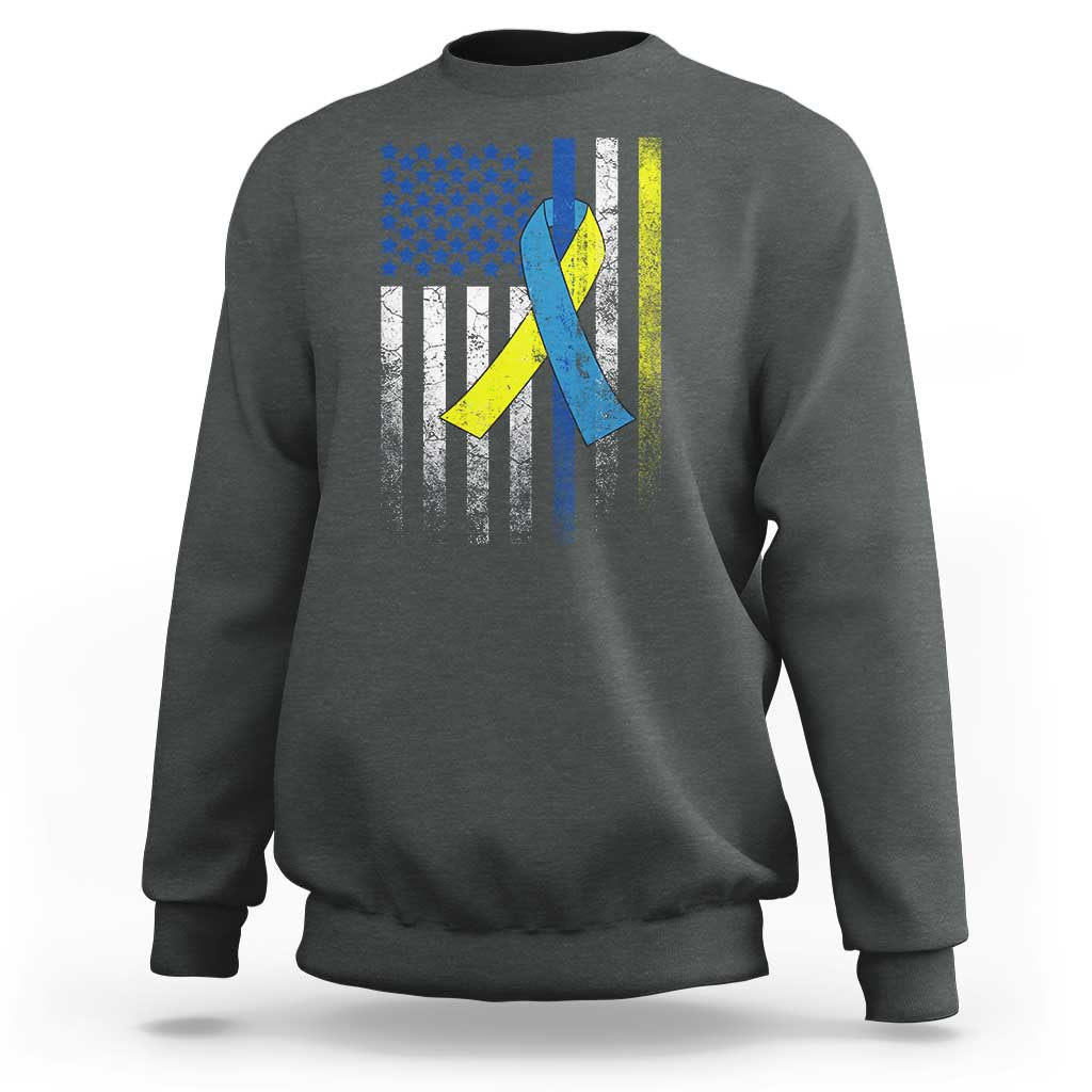 Down Syndrome Awareness Vintage American Flag Sweatshirt