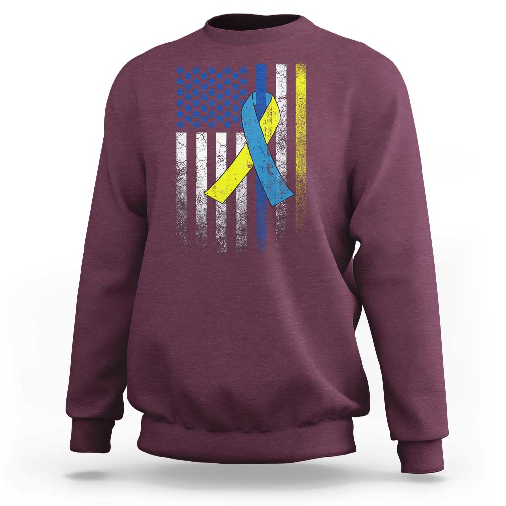 Down Syndrome Awareness Vintage American Flag Sweatshirt