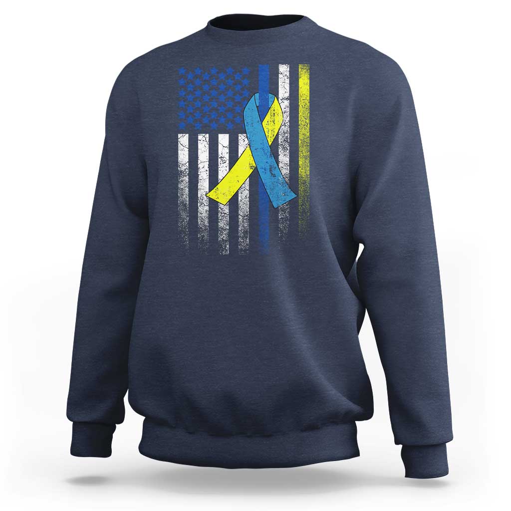 Down Syndrome Awareness Vintage American Flag Sweatshirt