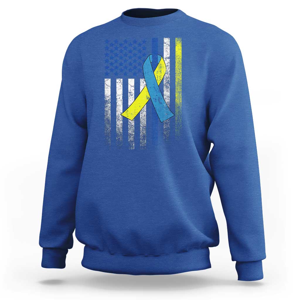 Down Syndrome Awareness Vintage American Flag Sweatshirt