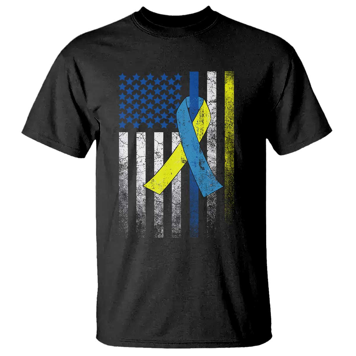 Down Syndrome Awareness Vintage American Flag T Shirt