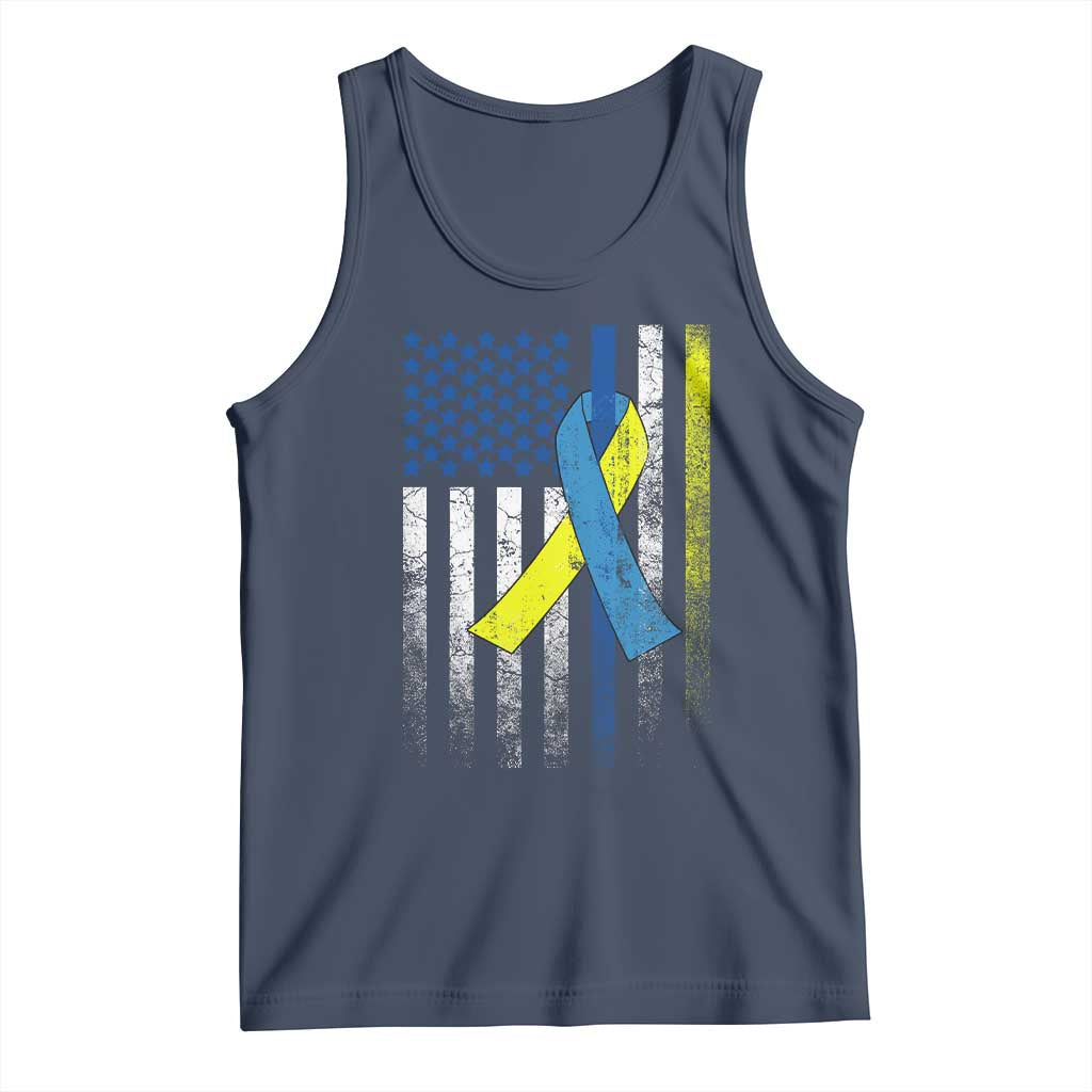 Down Syndrome Awareness Vintage American Flag Tank Top