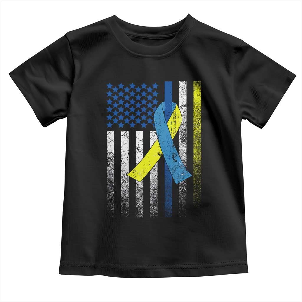 Down Syndrome Awareness Vintage American Flag Toddler T Shirt