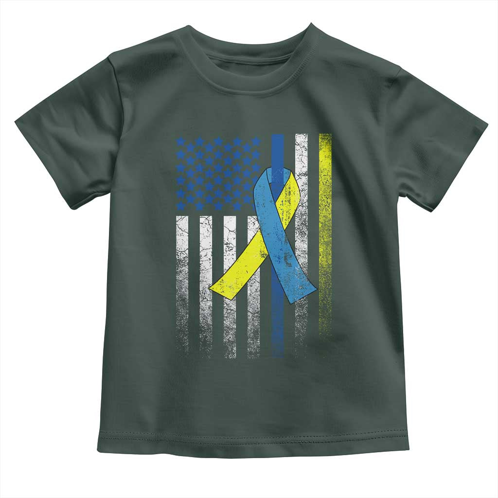 Down Syndrome Awareness Vintage American Flag Toddler T Shirt