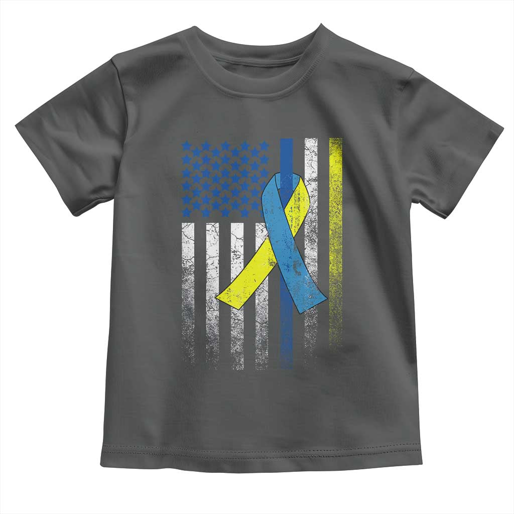 Down Syndrome Awareness Vintage American Flag Toddler T Shirt