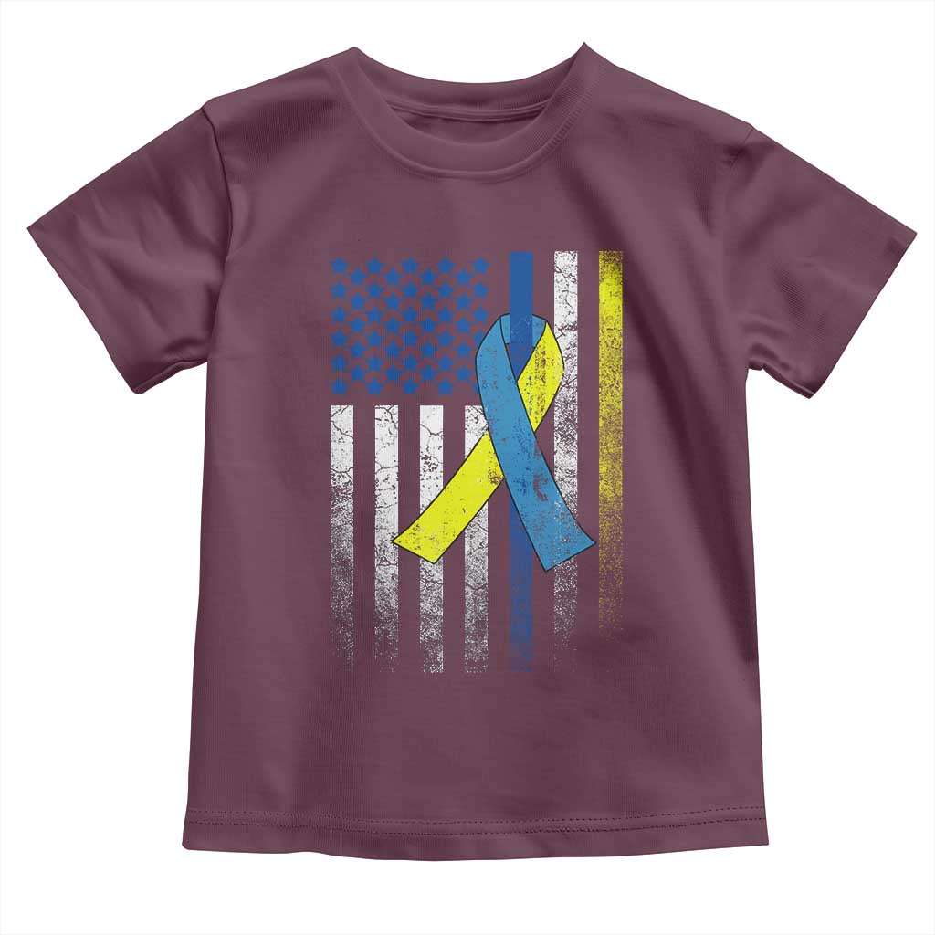 Down Syndrome Awareness Vintage American Flag Toddler T Shirt