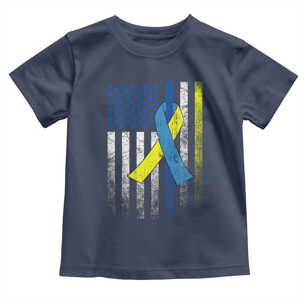 Down Syndrome Awareness Vintage American Flag Toddler T Shirt