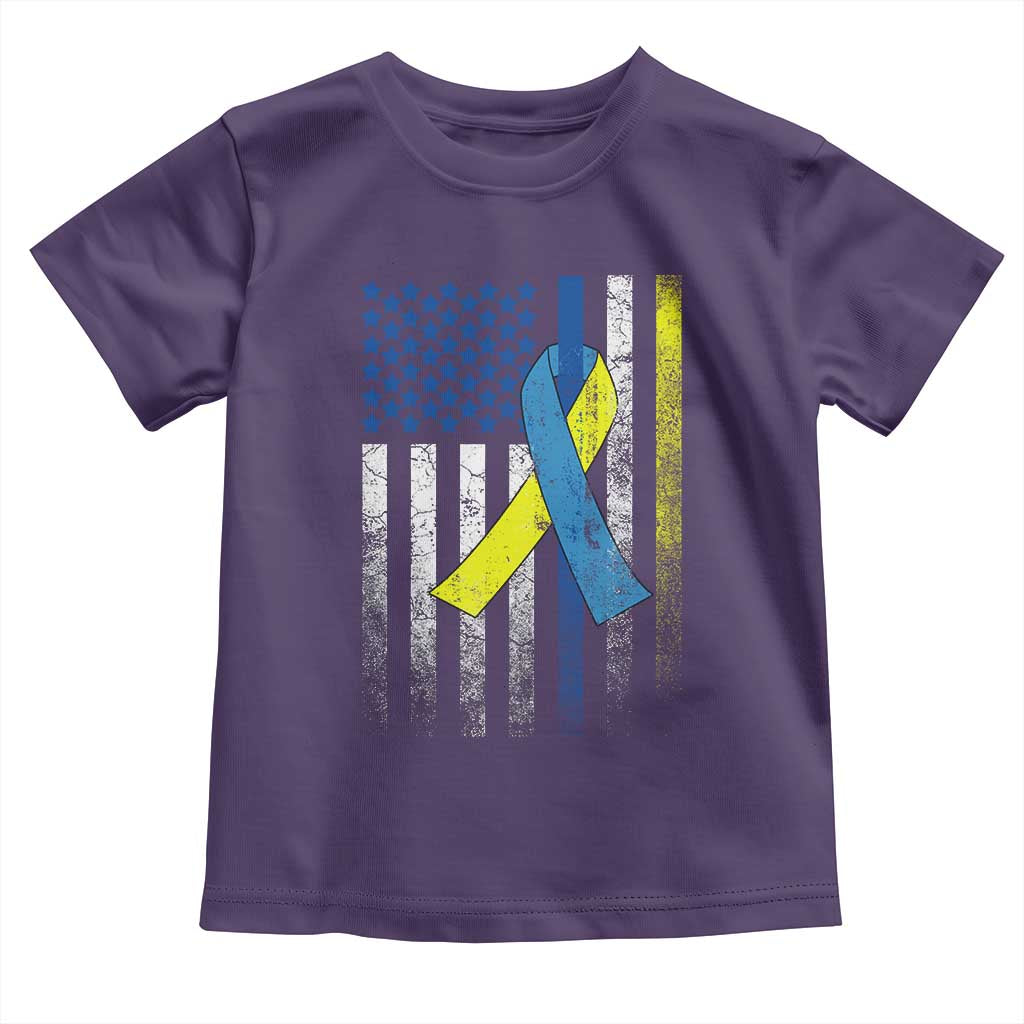 Down Syndrome Awareness Vintage American Flag Toddler T Shirt