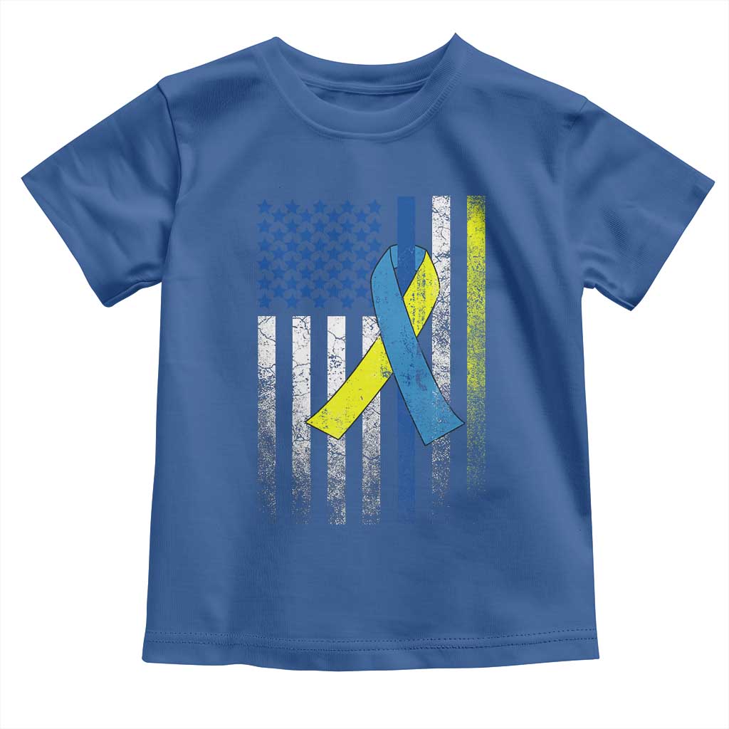 Down Syndrome Awareness Vintage American Flag Toddler T Shirt