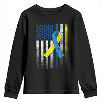 Down Syndrome Awareness Vintage American Flag Youth Sweatshirt