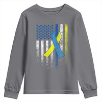 Down Syndrome Awareness Vintage American Flag Youth Sweatshirt
