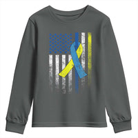 Down Syndrome Awareness Vintage American Flag Youth Sweatshirt