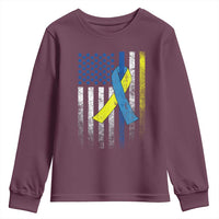 Down Syndrome Awareness Vintage American Flag Youth Sweatshirt