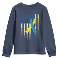 Down Syndrome Awareness Vintage American Flag Youth Sweatshirt