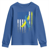 Down Syndrome Awareness Vintage American Flag Youth Sweatshirt