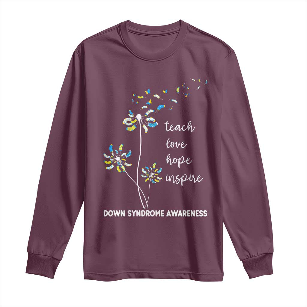 Down Syndrome Awareness Long Sleeve Shirt Teach Love Hope Inspire Socks Dandelion