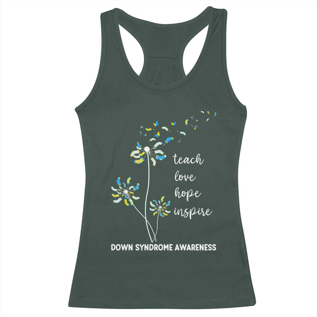 Down Syndrome Awareness Racerback Tank Top Teach Love Hope Inspire Socks Dandelion