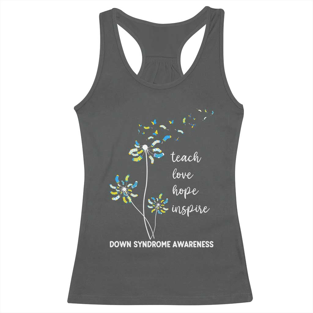 Down Syndrome Awareness Racerback Tank Top Teach Love Hope Inspire Socks Dandelion