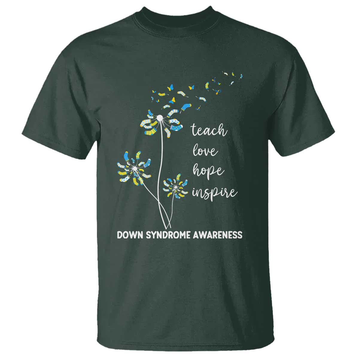 Down Syndrome Awareness T Shirt Teach Love Hope Inspire Socks Dandelion