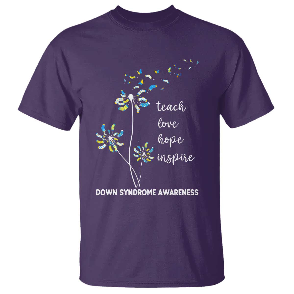 Down Syndrome Awareness T Shirt Teach Love Hope Inspire Socks Dandelion