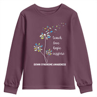 Down Syndrome Awareness Youth Sweatshirt Teach Love Hope Inspire Socks Dandelion