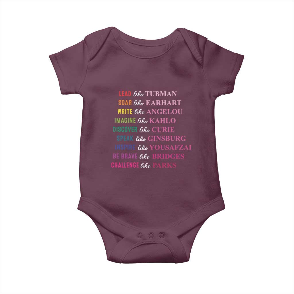 National Women's History Month Baby Onesie Lead Like Tubman Challenge Like Parks