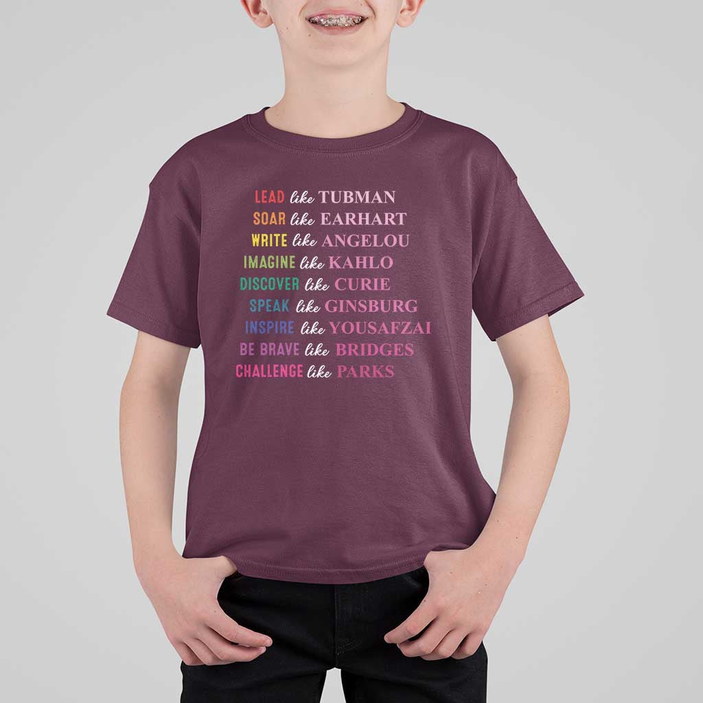 National Women's History Month T Shirt For Kid Lead Like Tubman Challenge Like Parks