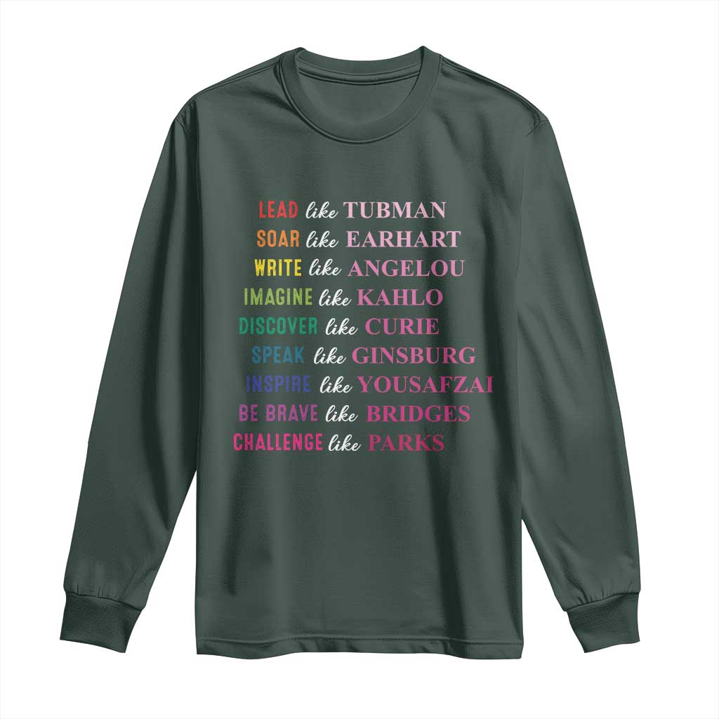 National Women's History Month Long Sleeve Shirt Lead Like Tubman Challenge Like Parks