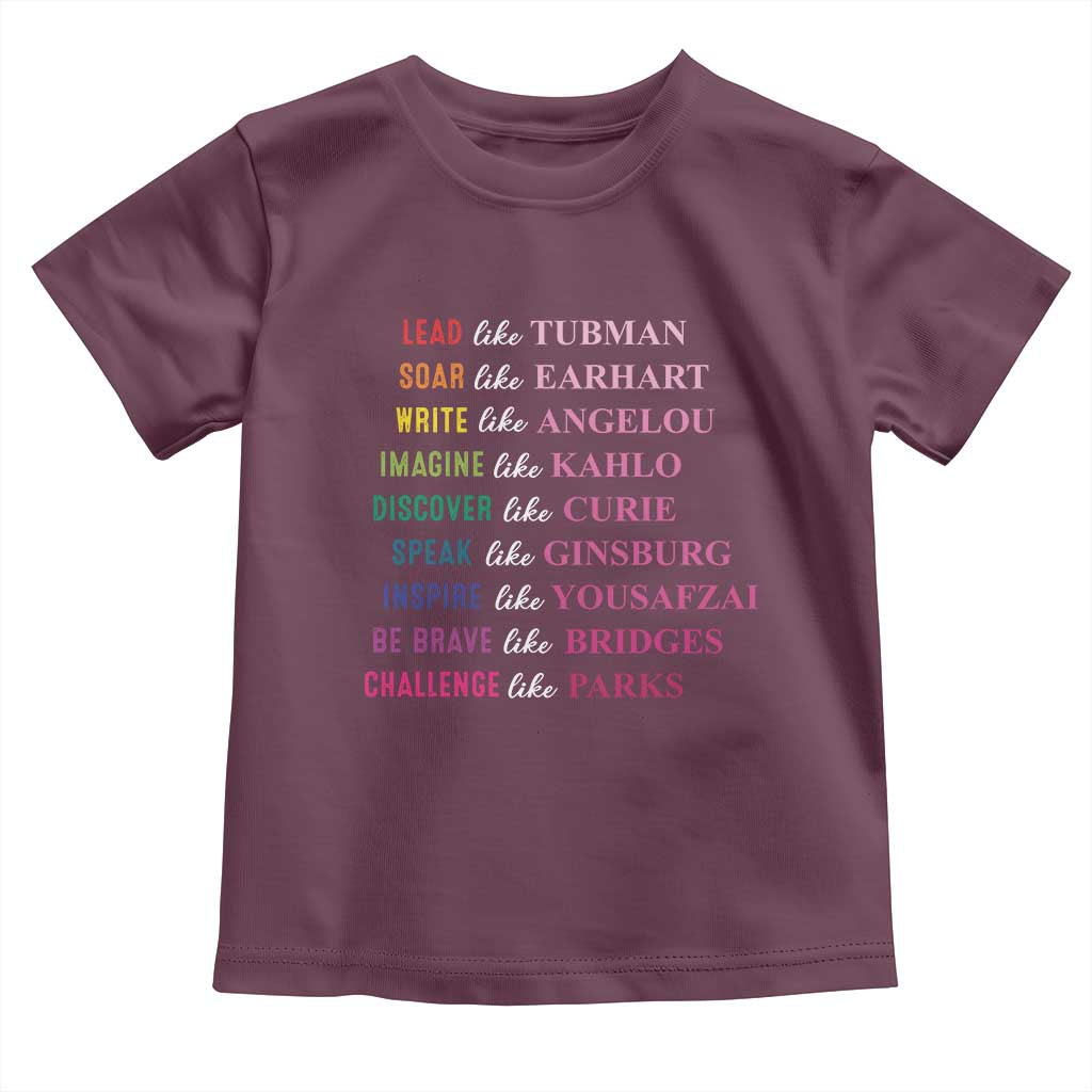 National Women's History Month Toddler T Shirt Lead Like Tubman Challenge Like Parks