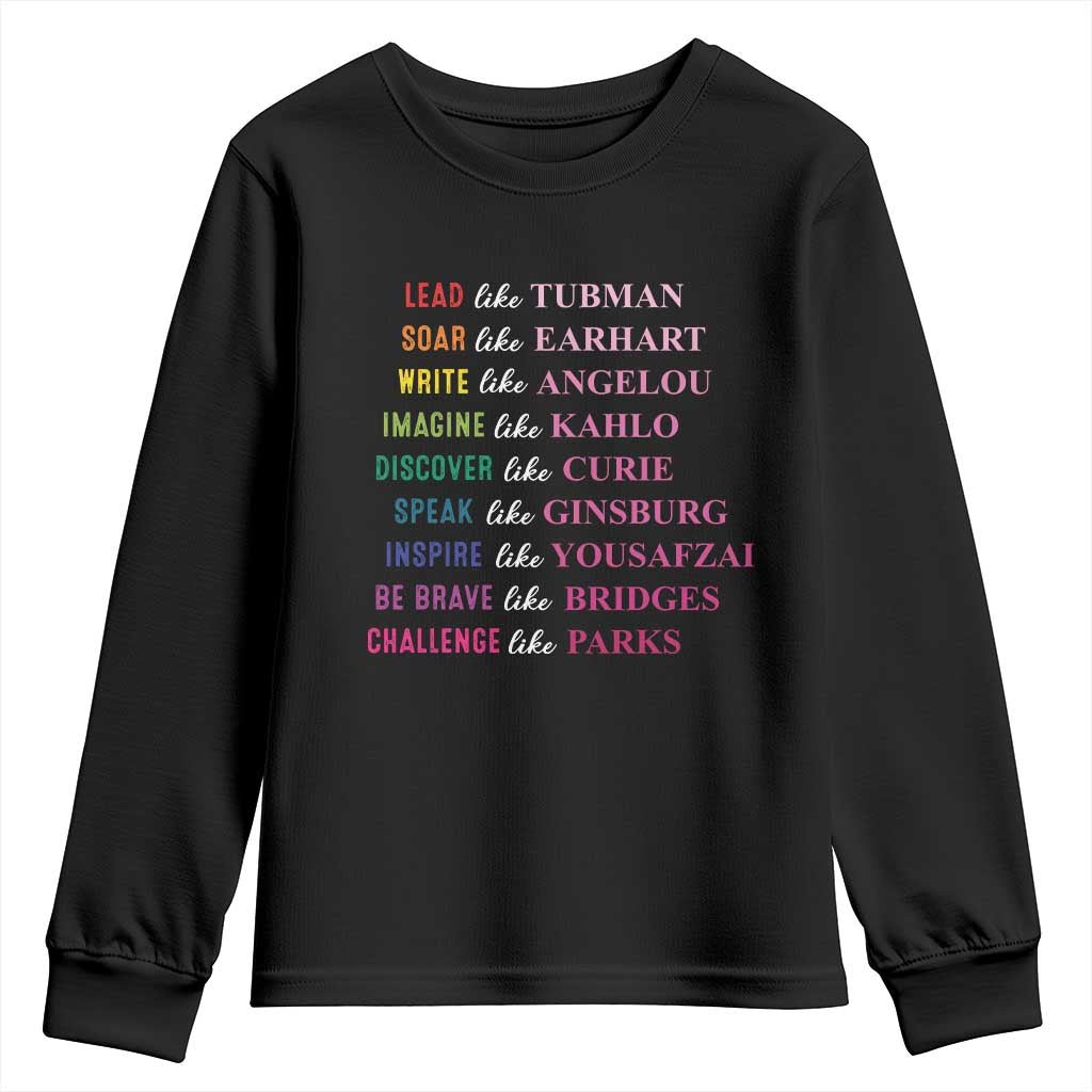 National Women's History Month Youth Sweatshirt Lead Like Tubman Challenge Like Parks