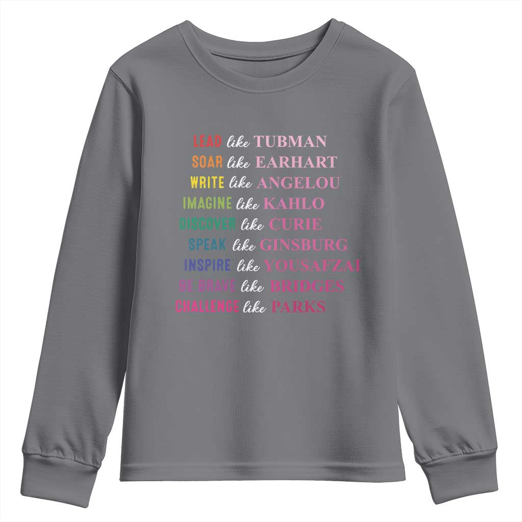 National Women's History Month Youth Sweatshirt Lead Like Tubman Challenge Like Parks