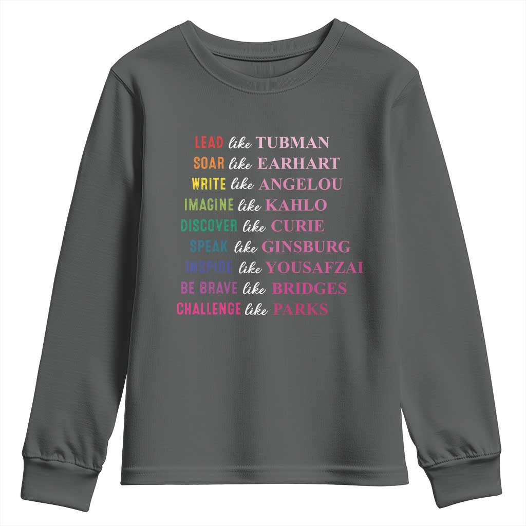 National Women's History Month Youth Sweatshirt Lead Like Tubman Challenge Like Parks