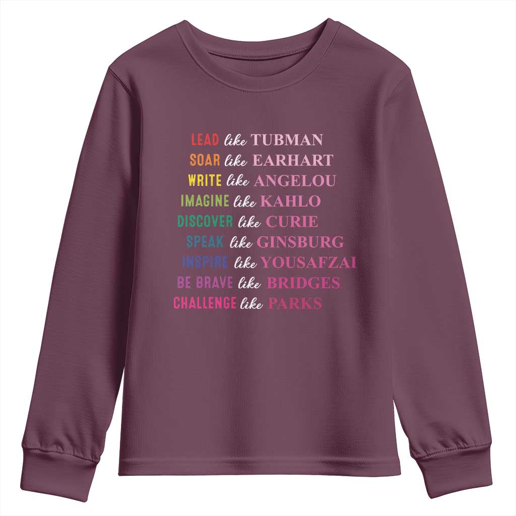 National Women's History Month Youth Sweatshirt Lead Like Tubman Challenge Like Parks